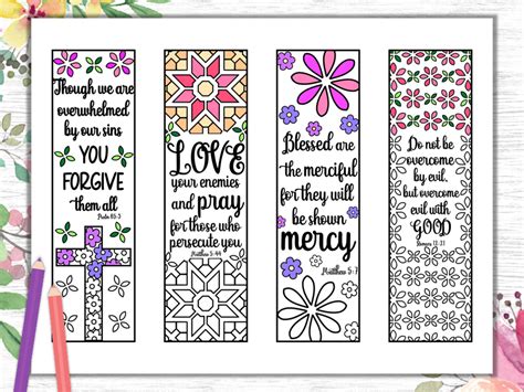 Bible Verse Coloring Bookmarks Gráfico Por Summerellendesigns