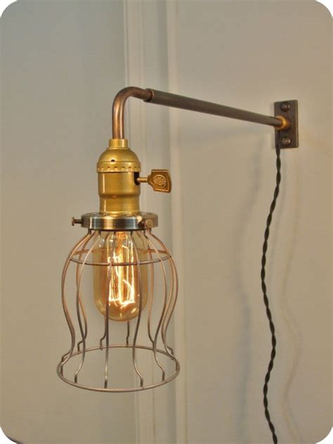 Vintage Industrial Cage Light With Wall Mount Machine Age