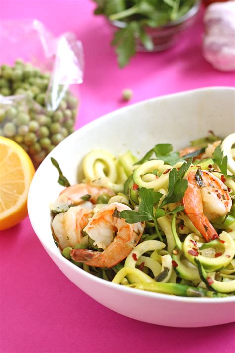 Does spiralized zucchini taste like pasta. Spring Shrimp Pasta with Zucchini Noodles