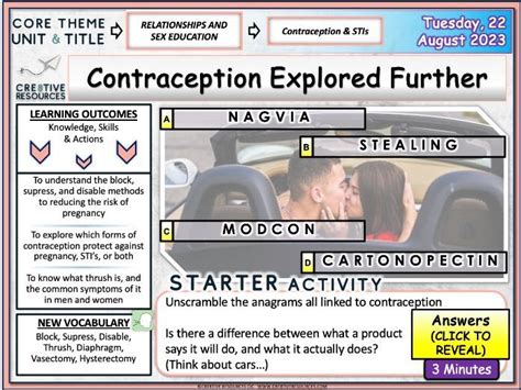 contraception and sti s pshe unit teaching resources