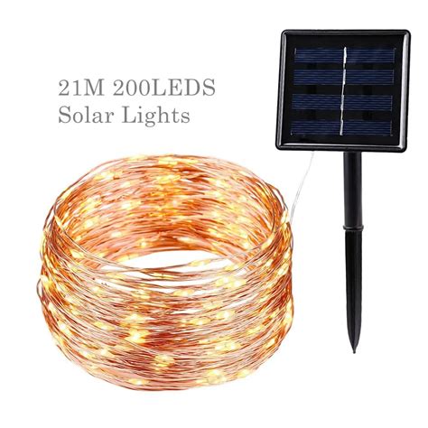 Solar Power Led String Copper Wire Fairy Lights 200 Leds Outdoor