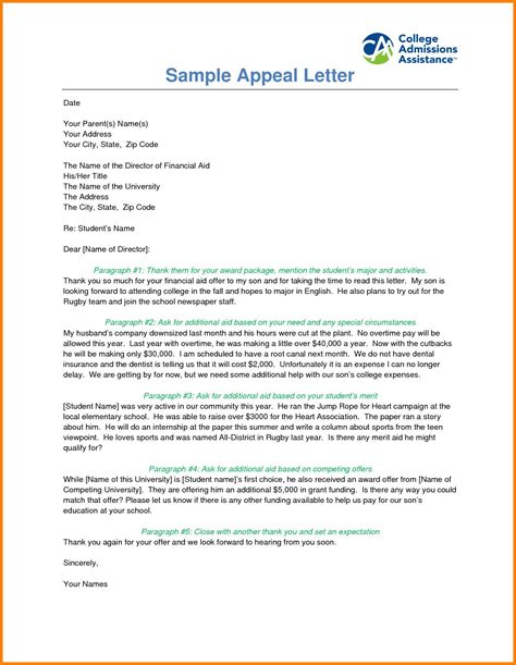 Financial Aid Petition Letter Collection Letter Template Collection