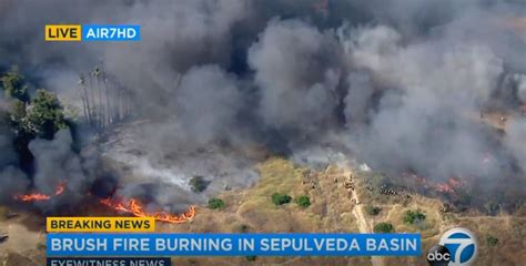 Brush Fire In Los Angeles Sepulveda Basin Largely Contained