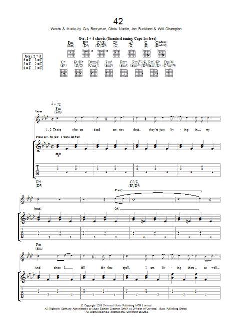 42 by Coldplay - Guitar Tab - Guitar Instructor