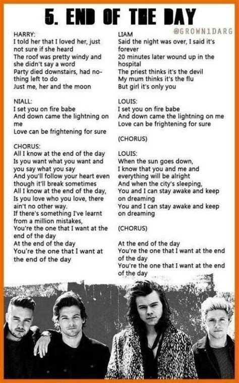 Song lyrics history to one direction music (2015) with pop rock music. lyrics end of the day | Songtexte, Lied zitate, One direction