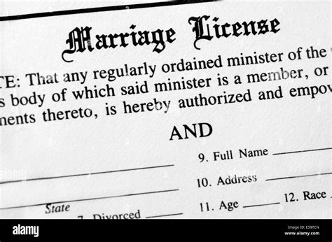 Primer Plano De Una Licencia De Matrimonio Documento Formulario Para