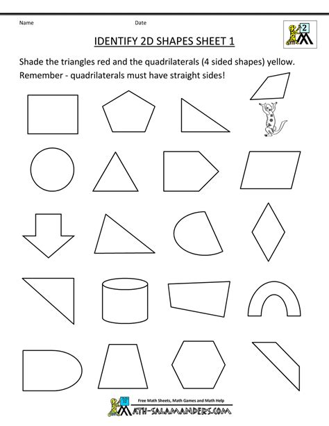 2d Shapes Second Grade Worksheet
