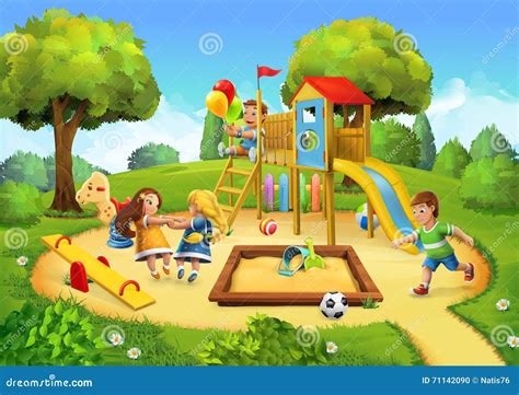 Kids Playground Cartoon Concept Background Cartoon Vector Images And