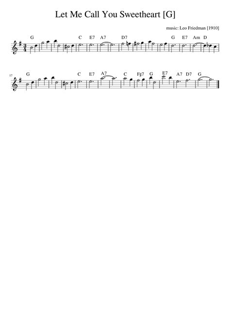 Let Me Call You Sweetheart Sheet Music For Piano Solo