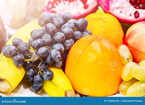 Fruit In A Plate On The Table Stock Photo Image Of Nutritious Juicy