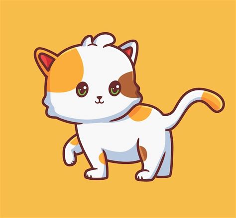 Premium Vector Cute Cat Walking Looking Behind Isolated Cartoon