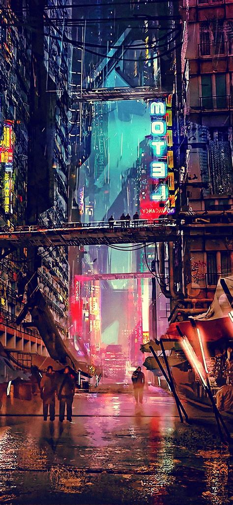 Night Artwork Futuristic City Cyberpunk Wallpaper Iphone X Wallpaper