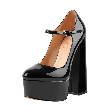 mary jane pumps platform chunky high heels round toe ankle strap pumps onlymaker