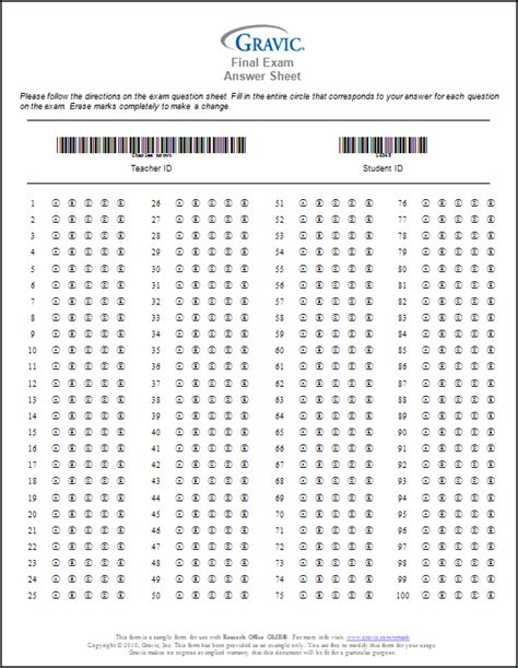 Printable 100 Question Answer Sheet Printable Bubble In Blank Answer