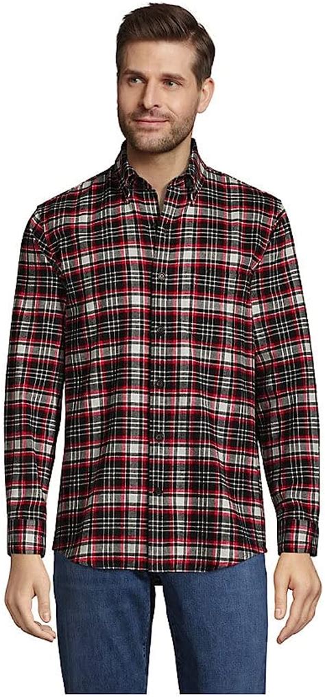 Lands End Mens Traditional Fit Flagship Flannel Shirt Ultimate Gray
