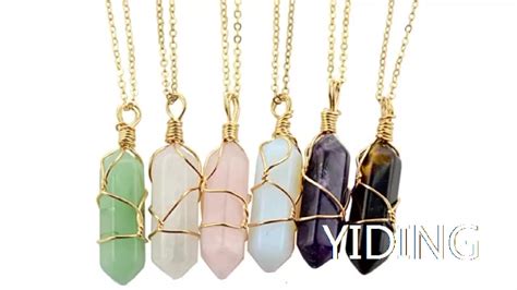 Healing Crystal Full Wire Wrap Gemstone Necklace For Women Hexagonal