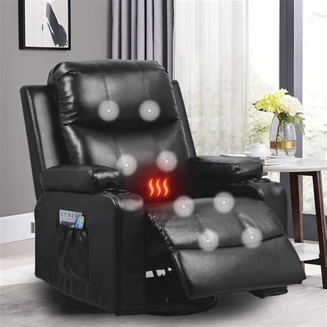 Comhoma Massage Recliner Chair With Heat Pu Leather Rocking Sofa Home