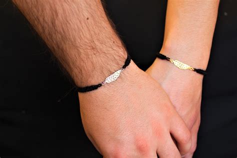 Silver Feather Couple Bracelet Gold Friendship Set Jewelry T For