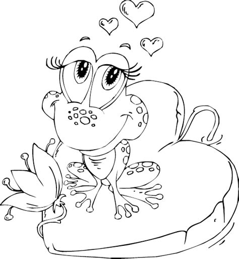 This frog and lily pad coloring page is a great activity to. frog on heart lily pad coloring page - coloring.com