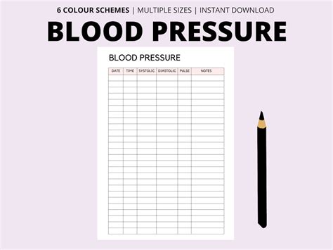 Blood Pressure Log Book Printable High Blood Pressure Tracker Medical