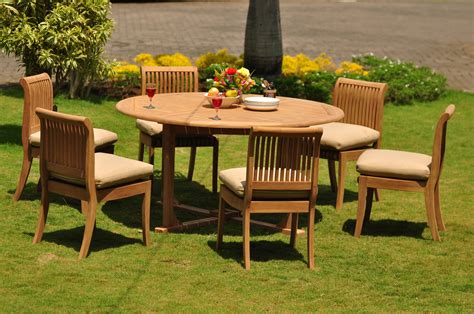 Teak Dining Set 6 Seater 7 Pc 60 Round Table And 6 Giva Armless
