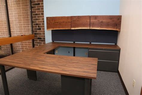 Gaming has become an obsession. Custom U Shaped Office Desk w/ Reclaimed Walnut Overhead ...