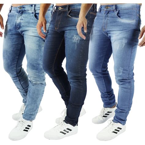 3 Pçs Kit Calça Jeans Skinny Masculina em Modelos Variados Shopee Brasil