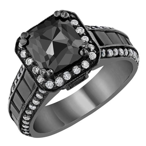 3 48 carat black and white diamond 14 karat gold ring for sale at 1stdibs