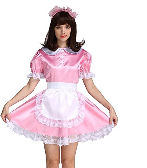 Sissy Maid Satin Dress Uniform Cosplay Costume Clothing Shoes And Accessories Costume