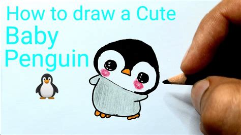 How To Draw A Cute Baby Penguin 🐧 Easy Youtube