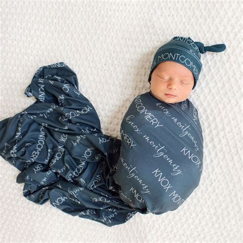 Baby Boy Swaddle And Hat Baby Personalized Swaddle Blanket Etsy