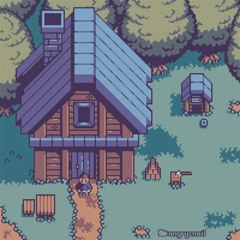 Artstation Cabin In The Forest Topdown Pixelart Nikita Solo Game