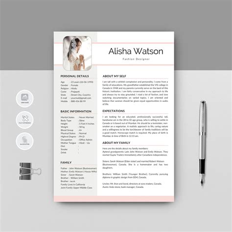 Marriage resume template word resume for marriage marriage | Etsy | Bio data for marriage 