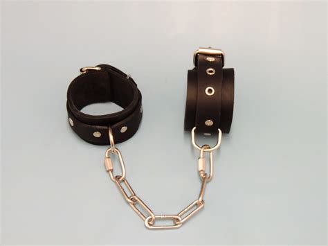 classic leather wrist cuffs set sinners uk