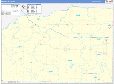 Washington County Il Zip Code Wall Map Basic Style By Marketmaps