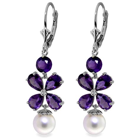Our gold, diamond chandeliers drop earrings to shine even brighter. 6.28 CTW 14K Solid White Gold Chandelier Earrings Amethyst pearl | eBay