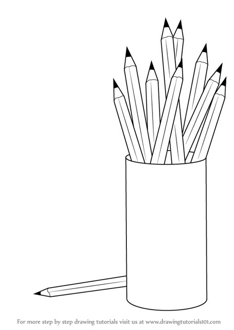 Learn How To Draw A Pencil Box With Pencils Everyday Objects Step By