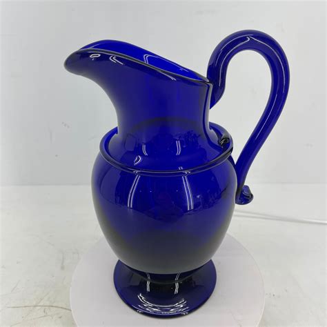 Old Cobalt Blue Glass Pitcher With Large Handle Scandinavian Circa 1900 For Sale At 1stdibs