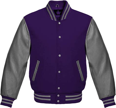 Varsity Jacket Baseball Letterman Bomber School College Purple Wool