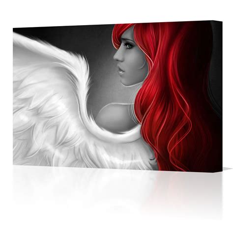 Red Haired Angel Profile Large 24x16 Gallery Framed Canvas Art Picture
