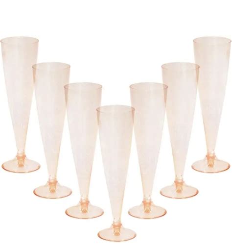 Rose Gold Champagne Flutes Plastic Glitter Wine Glasses 26 Pack 5oz Disposable 15 99 Picclick