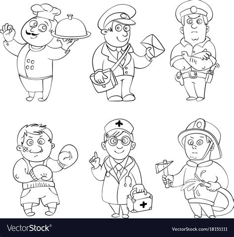 Occupations Coloring Book Clipart