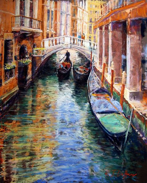 Venice Painting Watercolor Scenery Gondola Venice