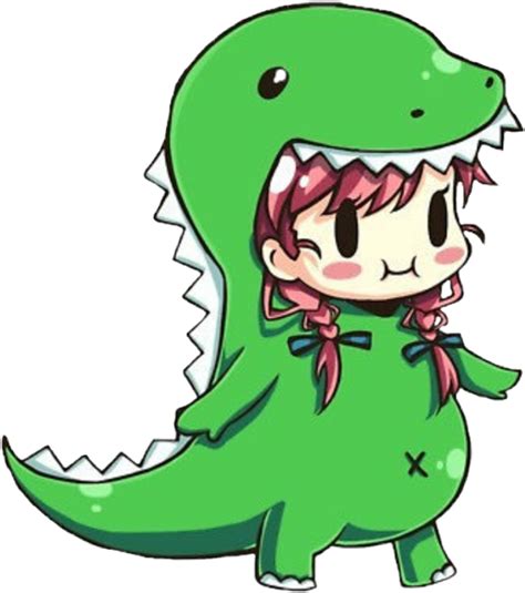 Kawaii Puccioso Cute Love Japan Cute Chibi Dino Girl Clipart Full