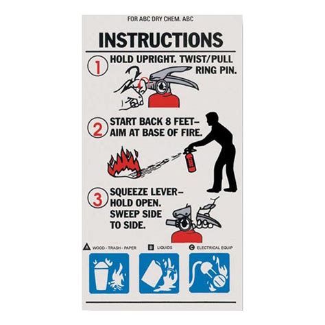 Instruction Label For Abc Fire Extinguisher With Nozzle 3 X 5 14