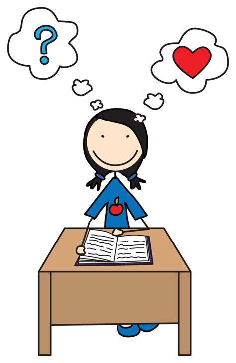 Child Reading And Thinking Clipart Image