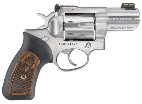 Ruger Gp100 Stainless 357 Mag Revolver 25 Barrel With Fiber Optic
