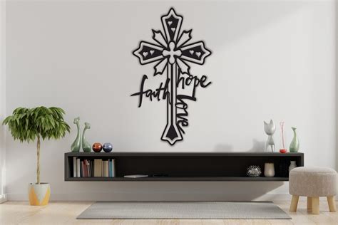 Faith Hope Love Metal Wall Decor Christianity Symbol Metal Etsy