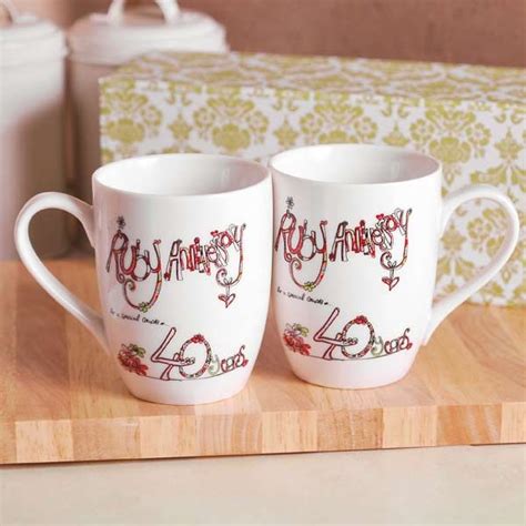 Get your spouse a gift they'll remember with our fantastic selection of anniversary gifts. 40th Ruby Wedding Anniversary Mugs | 40th anniversary ...