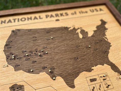 National Parks Push Pin Map 16 X 16 Wooden Travel Map Of United States